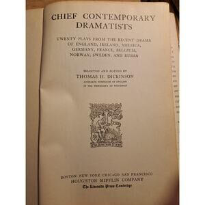 Chief Contemporary Dramatists First Series Vtg 1915 Ed Thomas Dickinson 20 Plays